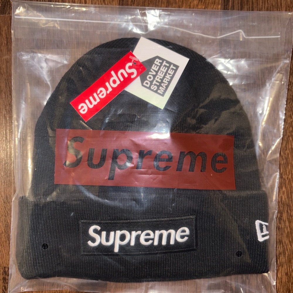 Black Supreme New Era Box Logo Beanie Knit Hat FW24 Authentic Fast Shipping! NEW